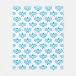 Tennis Seamless Pattern - Blue Racket and Ball on  Fleece Deken