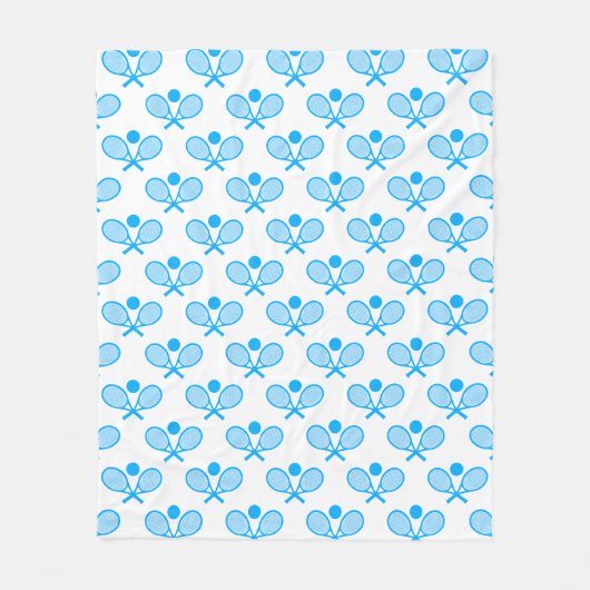 Tennis Seamless Pattern - Blue Racket and Ball on  Fleece Deken (Voorkant)