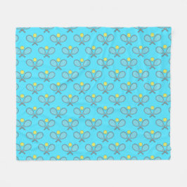 Tennis Seamless Pattern - Racket and Ball on Blue  Fleece Deken