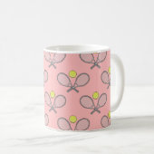 Tennis Seamless Pattern - Racket and Ball on Pink Koffiemok (Voorkant rechts)