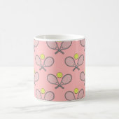Tennis Seamless Pattern - Racket and Ball on Pink Koffiemok (Center)