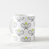 Tennis Seamless Pattern - Racket and Ball on White Koffiemok (Voorkant links)