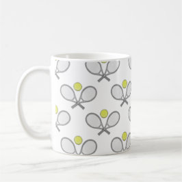 Tennis Seamless Pattern - Racket and Ball on White Koffiemok