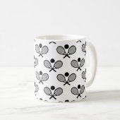 Tennis Seamless Pattern - Racket and Ball on White Koffiemok (Voorkant rechts)