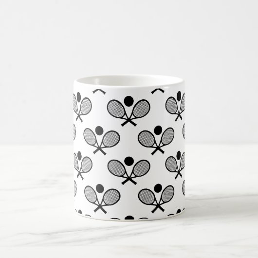 Tennis Seamless Pattern - Racket and Ball on White Koffiemok (Center)