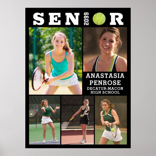 Tennis Senior Afstuderen 5 Fotocollage Poster (Voorkant)