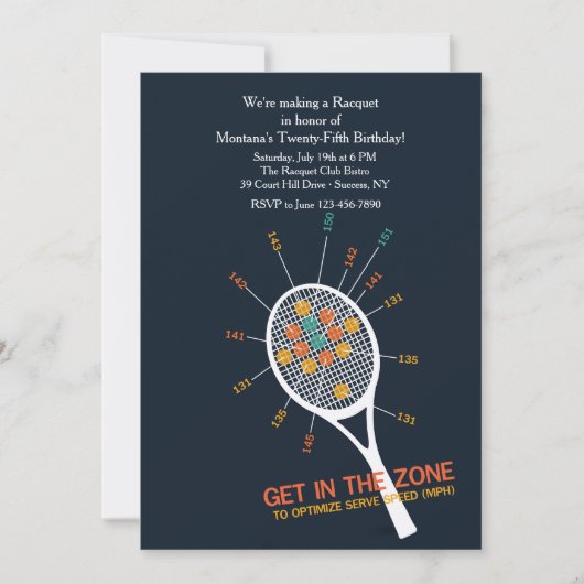 Tennis Serve Zone Invitation Kaart (Voorkant)