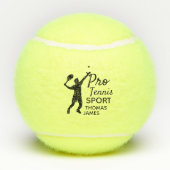 Tennis Silhouette, Pro Tennis Sport, gepersonalise Tennisballen (Achterkant)