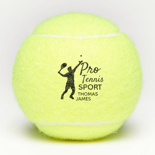 Tennis Silhouette, Pro Tennis Sport, gepersonalise Tennisballen (Voorkant)