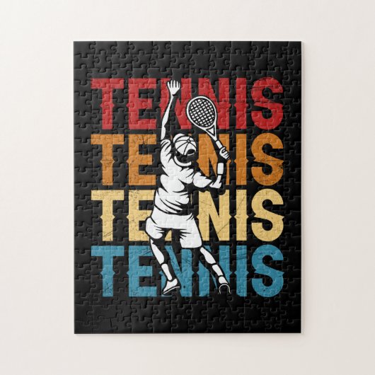Tennis Silhouette Retro Colors  Player Legpuzzel (Verticaal)