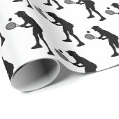 Tennis Silhouette van Vrouw Player Wrapping Paper Cadeaupapier (Rol Hoek)