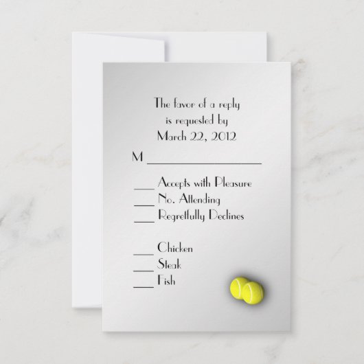 Tennis Silver RSVP met menukeuze Kaartje (Voorkant)