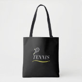 Tennis Simple Word Underlining Racket Ball Black Tote Bag (Voorkant)