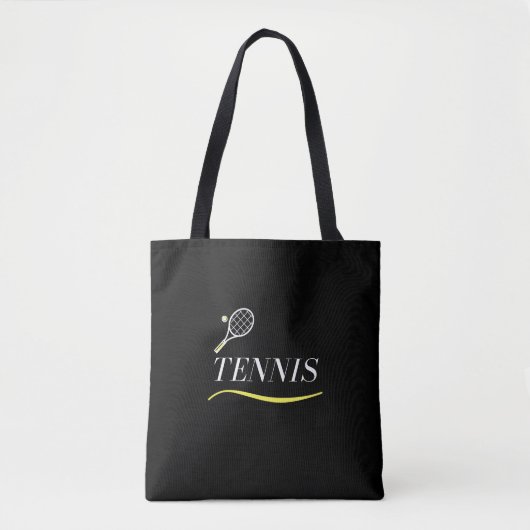 Tennis Simple Word Underlining Racket Ball Black Tote Bag (Voorkant)