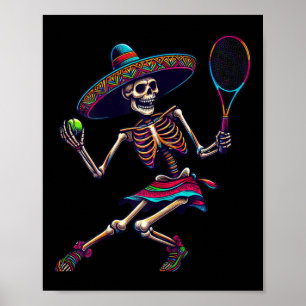 Tennis Skelet Mexicaanse Hoed Cinco De Mayo Tien Poster
