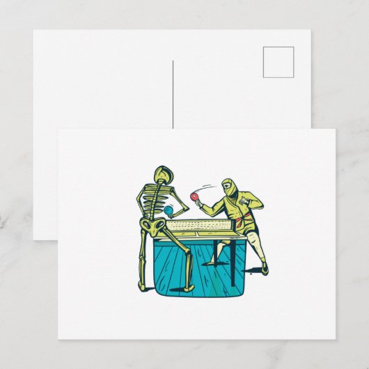 Tennis Skeleton Briefkaart (Voorkant / Achterkant)