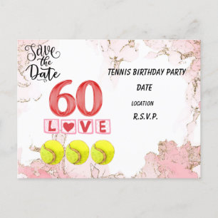 Tennis slaat de datum 60e verjaardag op briefkaart