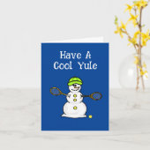 Tennis Sneeuwman Kerstkaart Kaart (Gele Bloem)