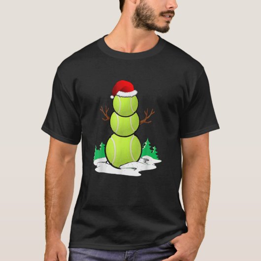 Tennis Snowman Balls Kerstmis Pajama Gifts Mannen  T-shirt (Voorkant)