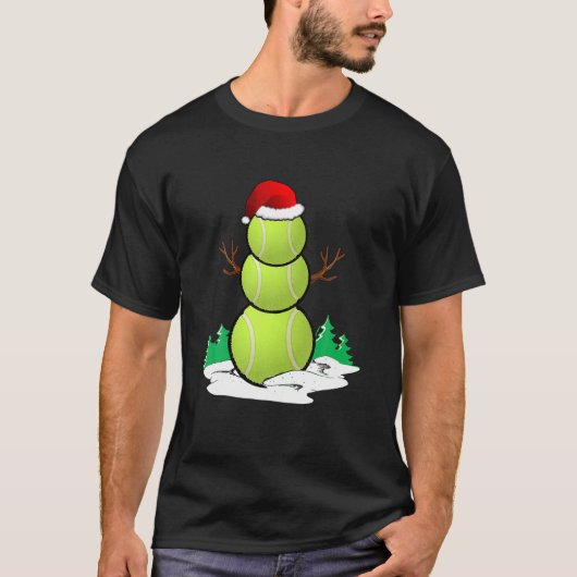 Tennis Snowman Balls Kerstmis Pajama Gifts Mannen  T-shirt (Voorkant)