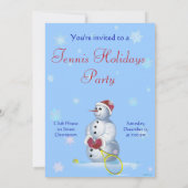 Tennis Snowman Feestdagen party Kaart (Achterkant)