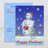 Tennis Snowman Feestdagen party Kaart (Voorkant / Achterkant)
