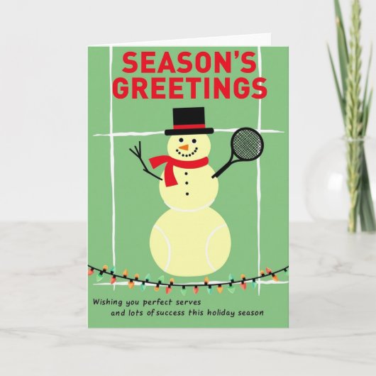 Tennis Snowman Holiday Card Kaart (Voorkant)