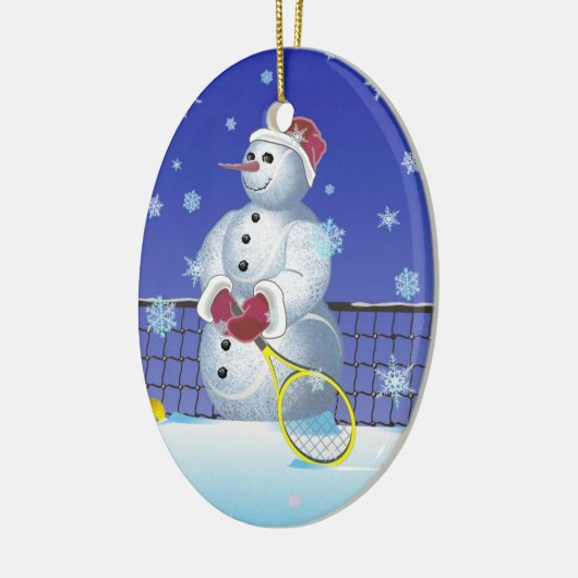 Tennis Snowman Prettige feestdagen Keramisch Ornament (Links)