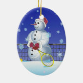 Tennis Snowman Prettige feestdagen Keramisch Ornament (Achterkant)