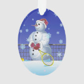 Tennis Snowman Prettige feestdagen Ornament (achterkant)