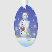 Tennis Snowman Prettige feestdagen Ornament (voorkant)