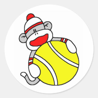 Tennis Sock Monkey Ronde Sticker