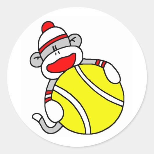 Tennis Sock Monkey Ronde Sticker (Voorkant)