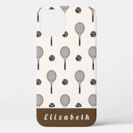 Tennis Soft Pink & Brown Custom Name Girly Sports Case-Mate iPhone Case