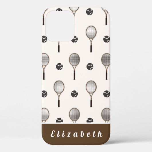 Tennis Soft Pink & Brown Custom Name Girly Sports Case-Mate iPhone Case (Achterkant)