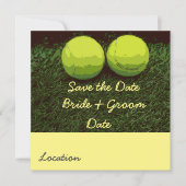 Tennis sparen de datum met twee ballen op groen kaart (Voorkant)