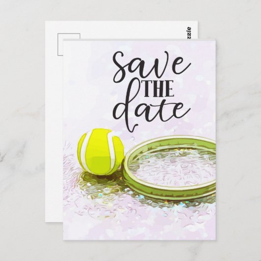 Tennis sparen de Datum van de Uitnodiging van de P (Voorkant / Achterkant)