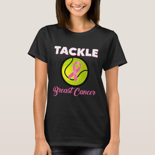 Tennis speelt roze lint borstkanker af t-shirt (Voorkant)