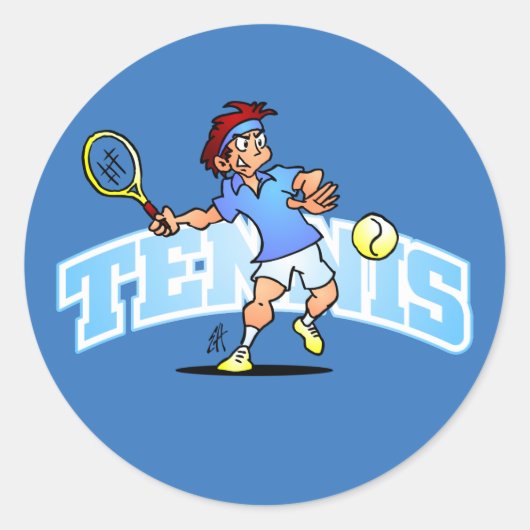 Tennis-speler Ronde Sticker (Voorkant)