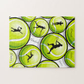 Tennis Spelers & Ball Name Pattern Klassieke Sport Legpuzzel (Horizontaal)