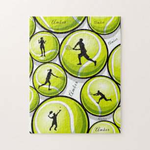 Tennis Spelers & Ball Name Pattern Klassieke Sport Legpuzzel