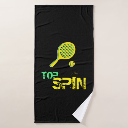 Tennis Sport Pop Art, Green & Yellow Racket & Ball Badhanddoek (Badhanddoek)