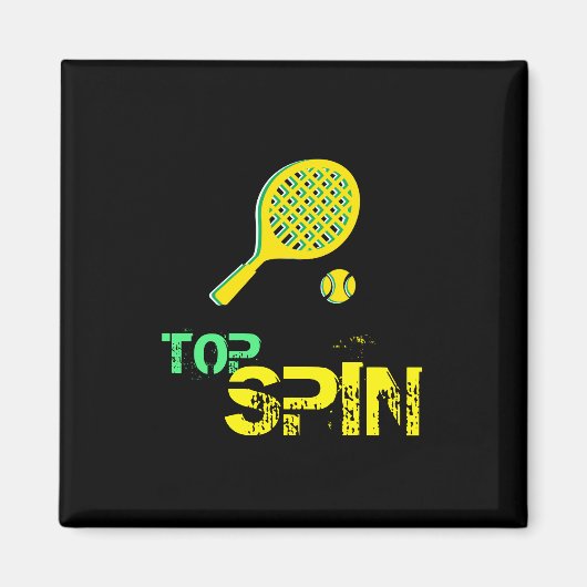 Tennis Sport Pop Art, Green & Yellow Racket & Ball Magneet (Voorkant)