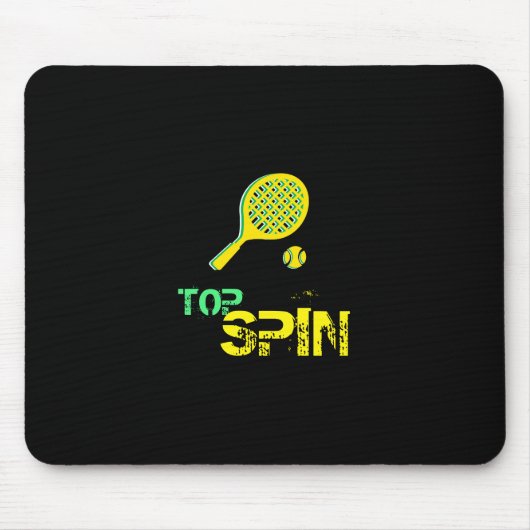 Tennis Sport Pop Art, Green & Yellow Racket & Ball Muismat (Voorkant)