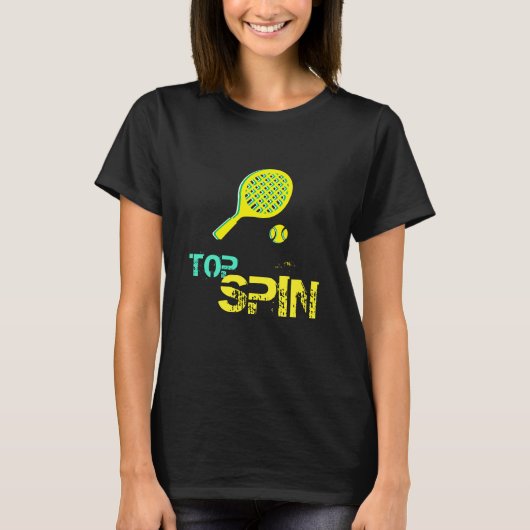 Tennis Sport Pop Art, Green & Yellow Racket & Ball T-shirt (Voorkant)