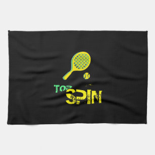 Tennis Sport Pop Art, Green & Yellow Racket & Ball Theedoek