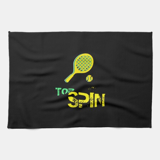 Tennis Sport Pop Art, Green & Yellow Racket & Ball Theedoek (Horizontaal)