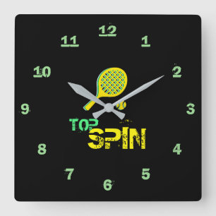 Tennis Sport Pop Art, Green & Yellow Racket & Ball Vierkante Klok