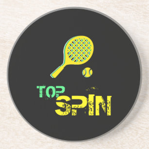 Tennis Sport Pop Art, Green & Yellow Racket & Ball Zandsteen Onderzetter