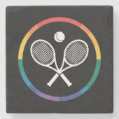 Tennis Sport Rainbow LGBTQ Gay Pride Ally Stenen Onderzetter (Voorkant)